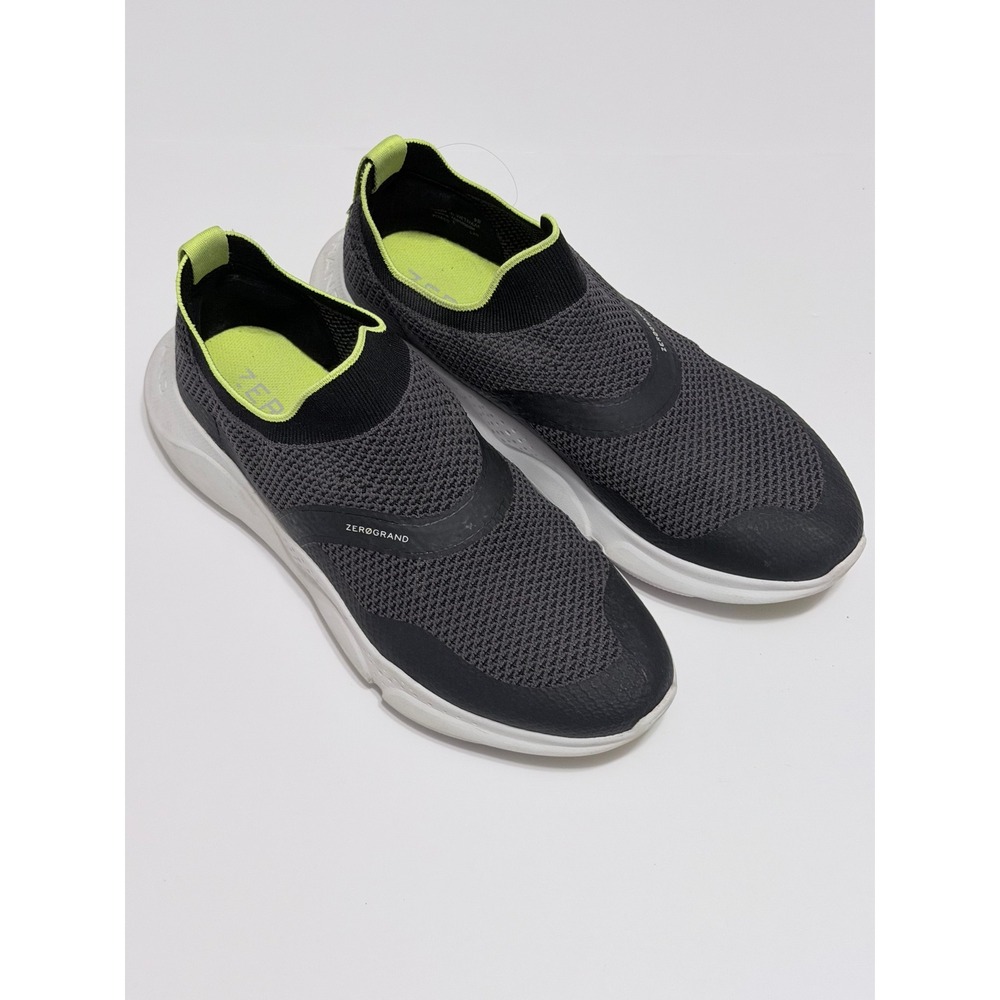 Cole Haan Zerogrand Women 9B Gray Neon Green Knit Slip On Sneakers W21296